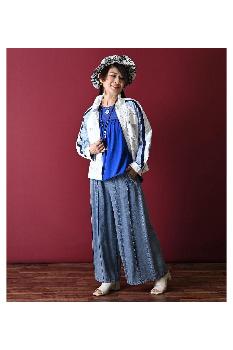 美落ち感!柔らかピンタックワイドパンツ