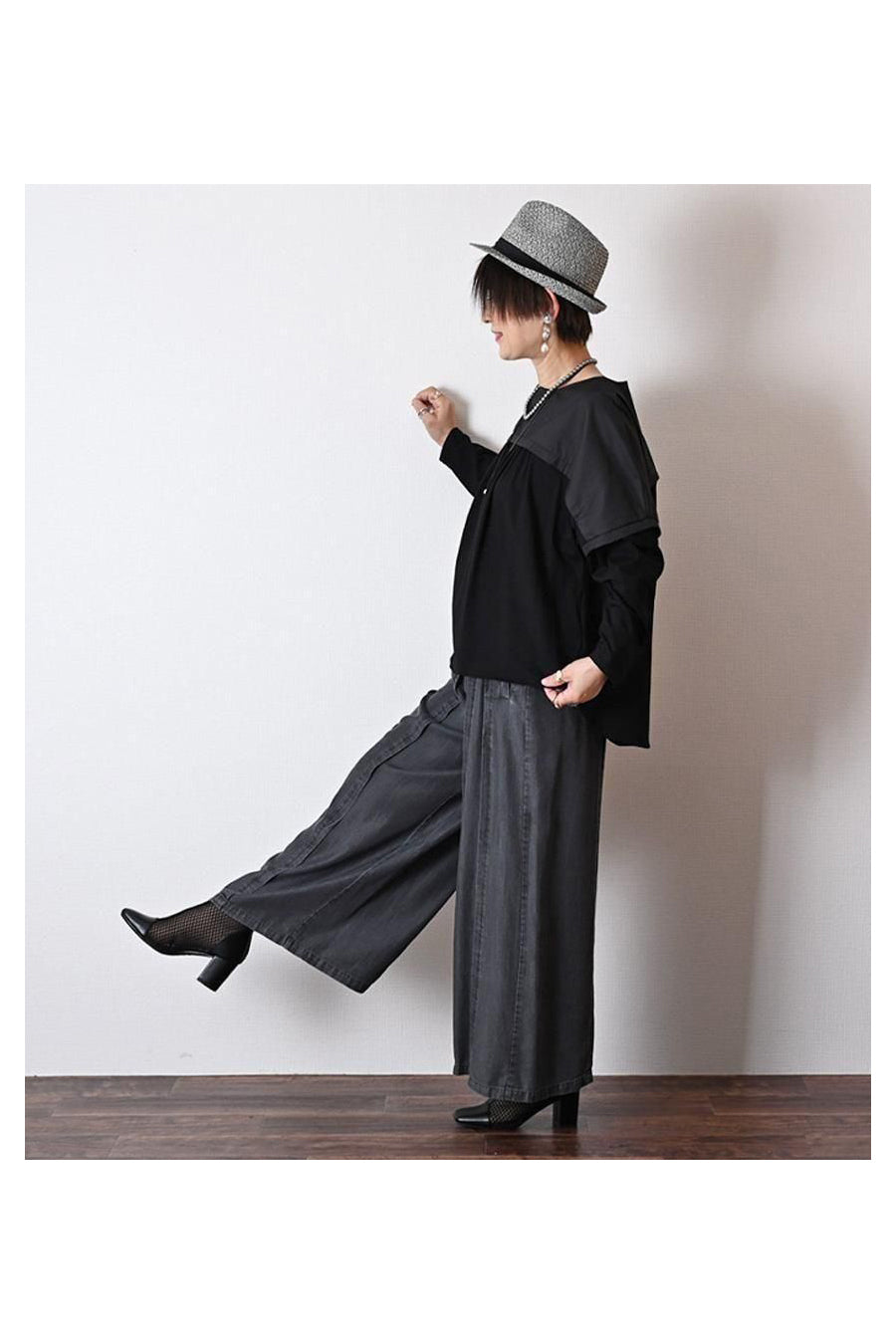 ゆったりカットソー+ピンタックワイドパンツ2点セット<クーポンでメンバーPriceからMAX10%OFF>