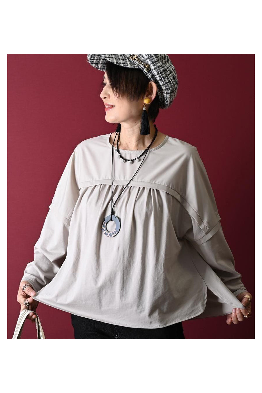 ゆったりカットソー+ピンタックワイドパンツ2点セット<クーポンでメンバーPriceからMAX10%OFF>