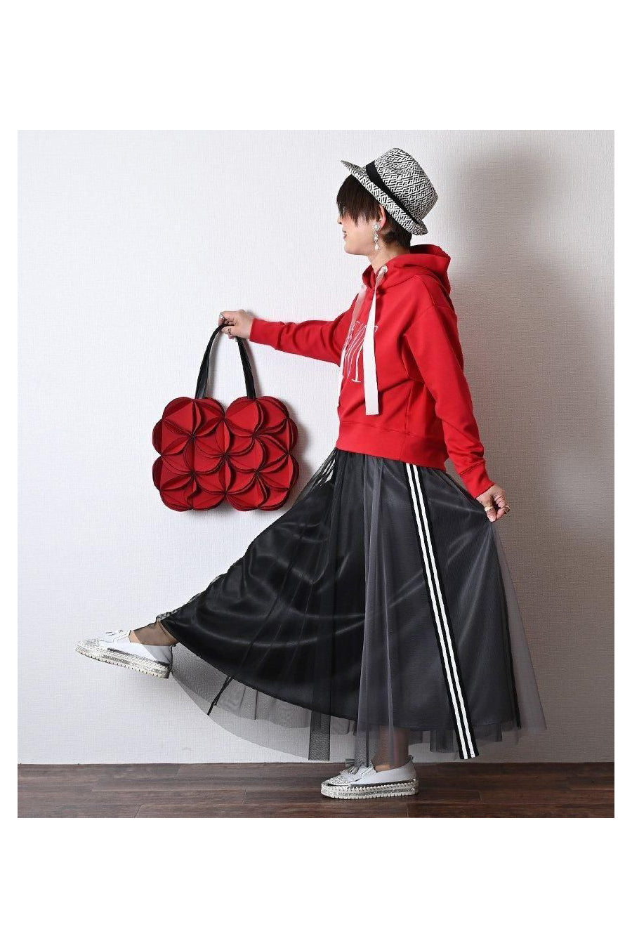 サイドテープシャイニーチュールレイヤードスカート