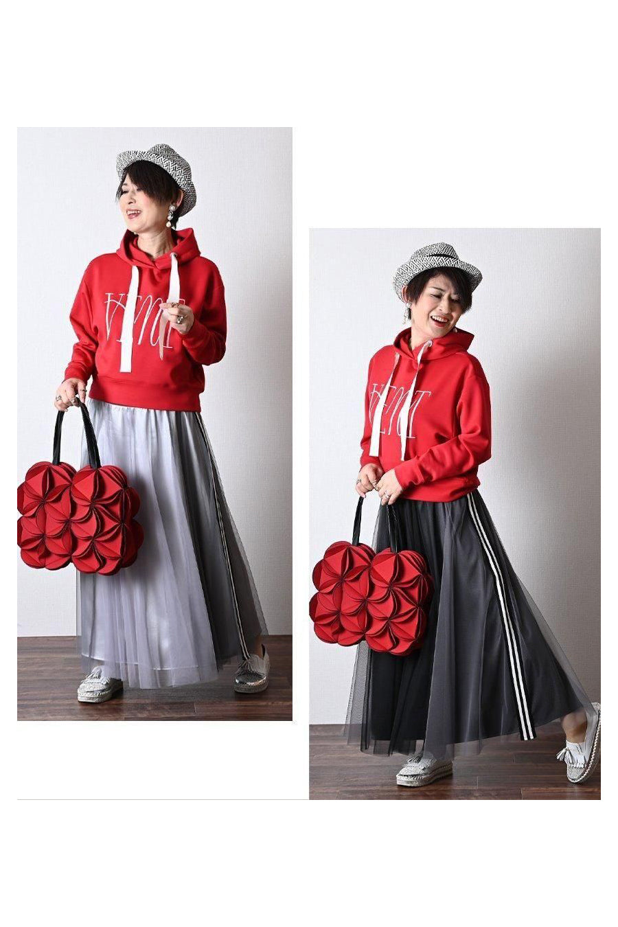 サイドテープシャイニーチュールレイヤードスカート