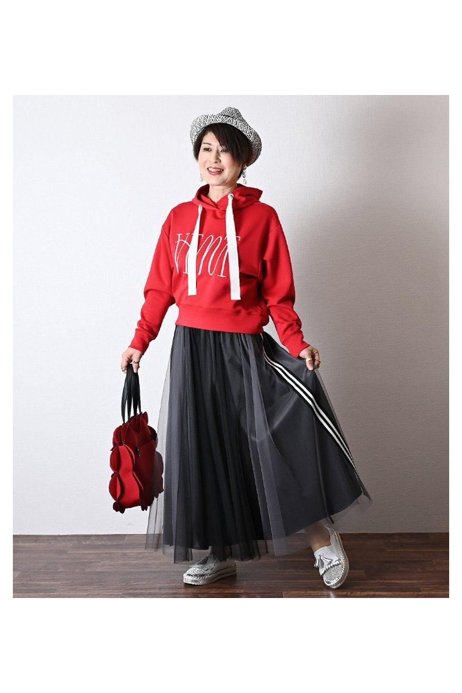 サイドテープシャイニーチュールレイヤードスカート