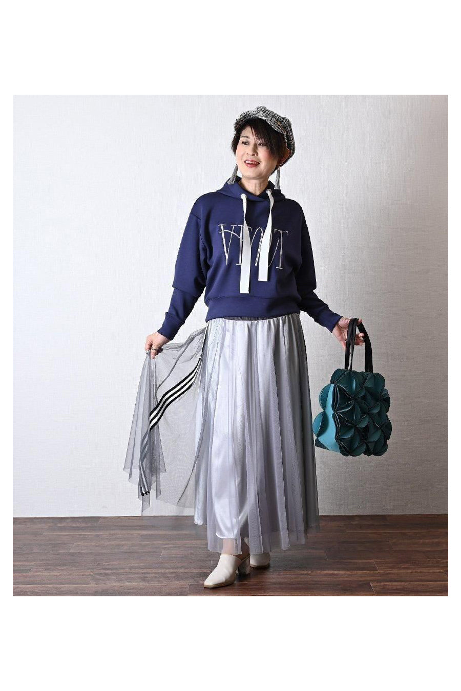 サイドテープシャイニーチュールレイヤードスカート