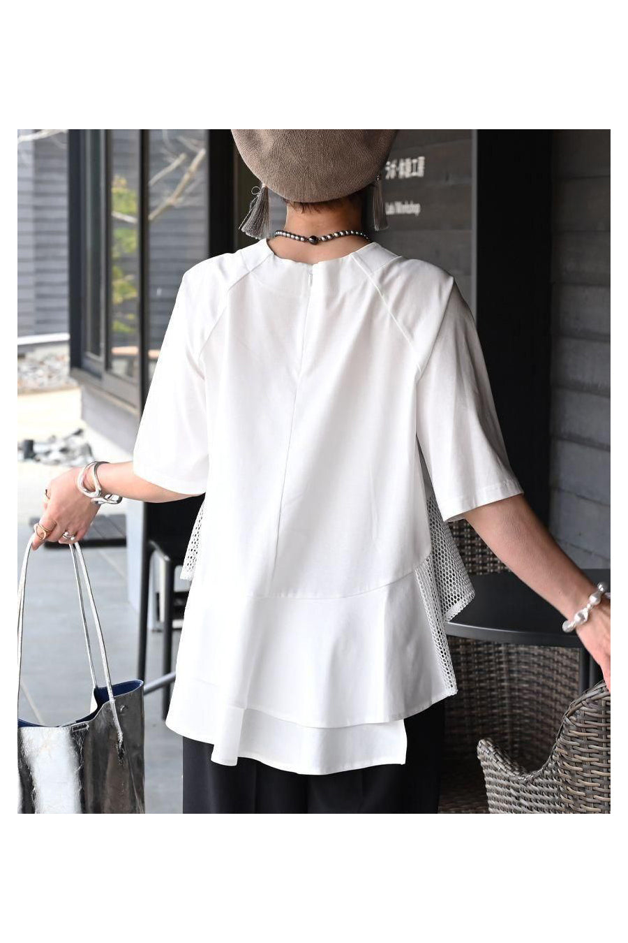 『気になる』をcuteにカバー!シルケットコットン フリル&メッシュカットソー