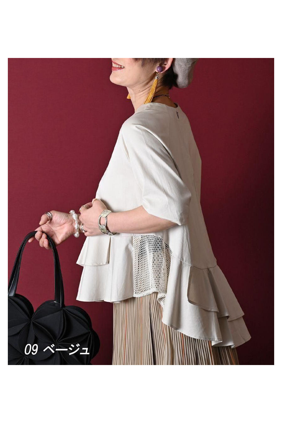 『気になる』をcuteにカバー!シルケットコットン フリル&メッシュカットソー