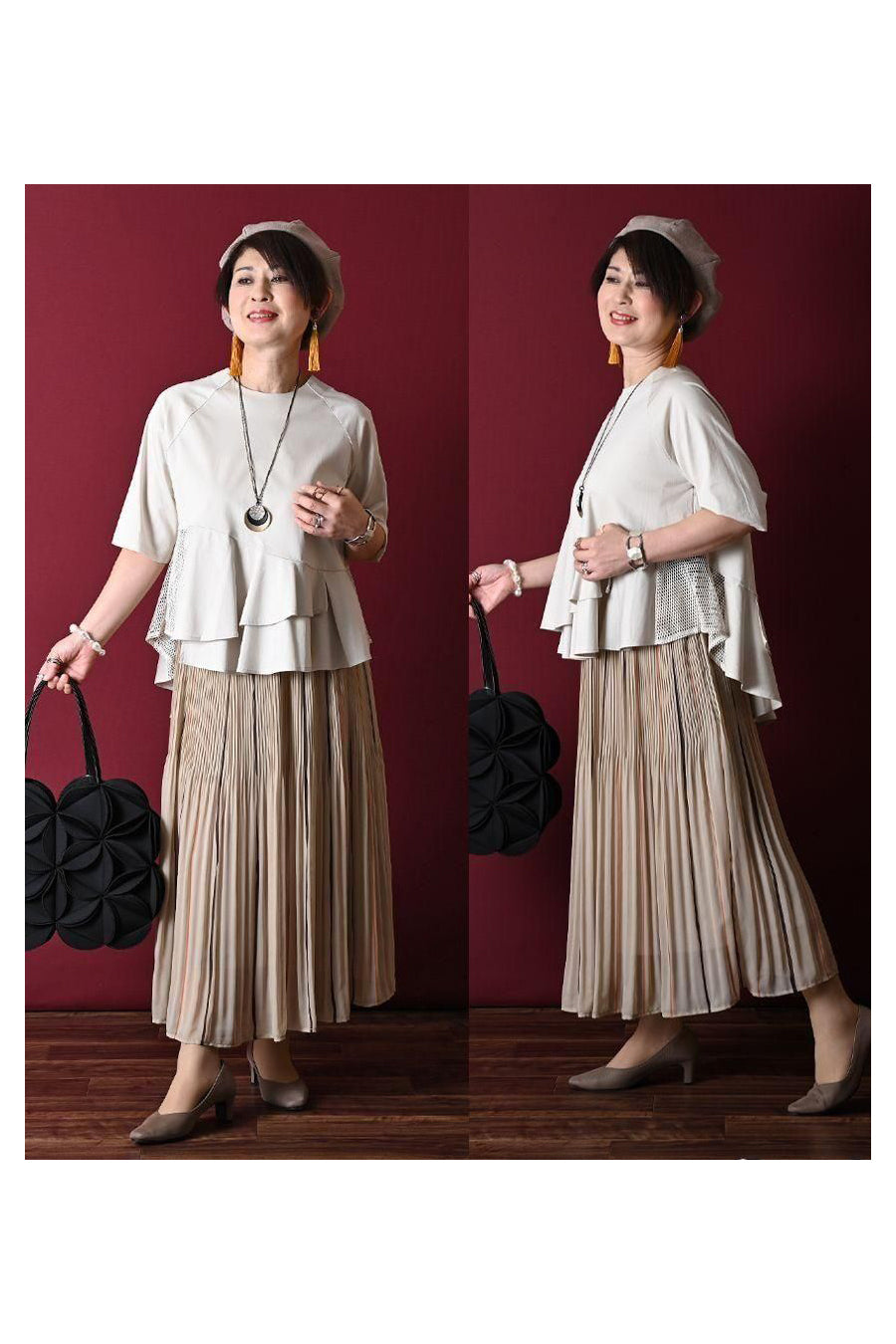 『気になる』をcuteにカバー!シルケットコットン フリル&メッシュカットソー