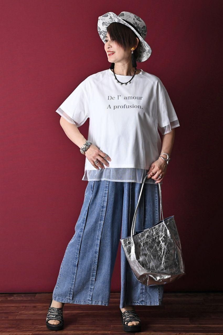 汗染み対策に!チュールレイヤードカットソー