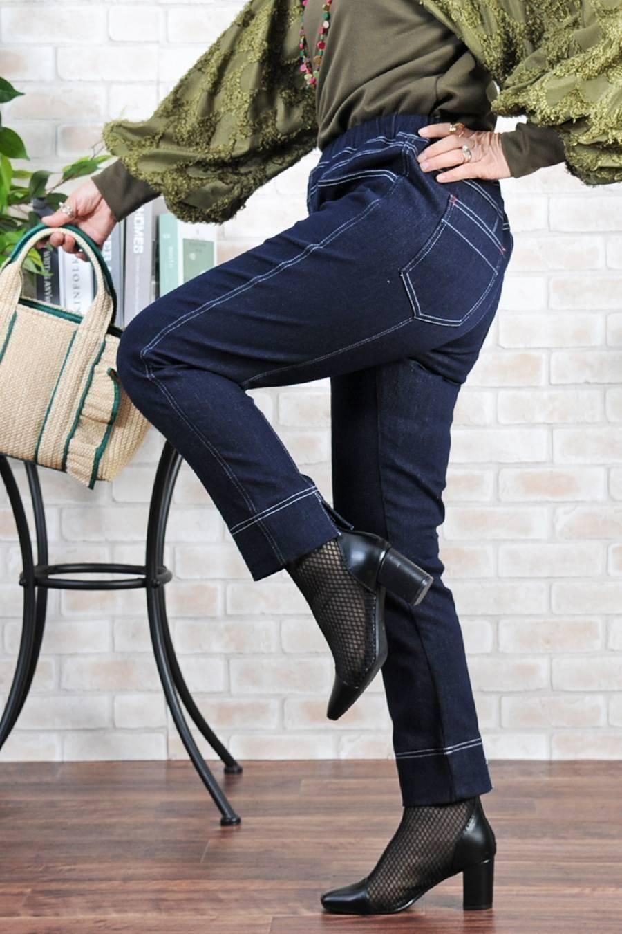 バックフレア ZIPupジャケット+魔法のデニム2点セットコーデ