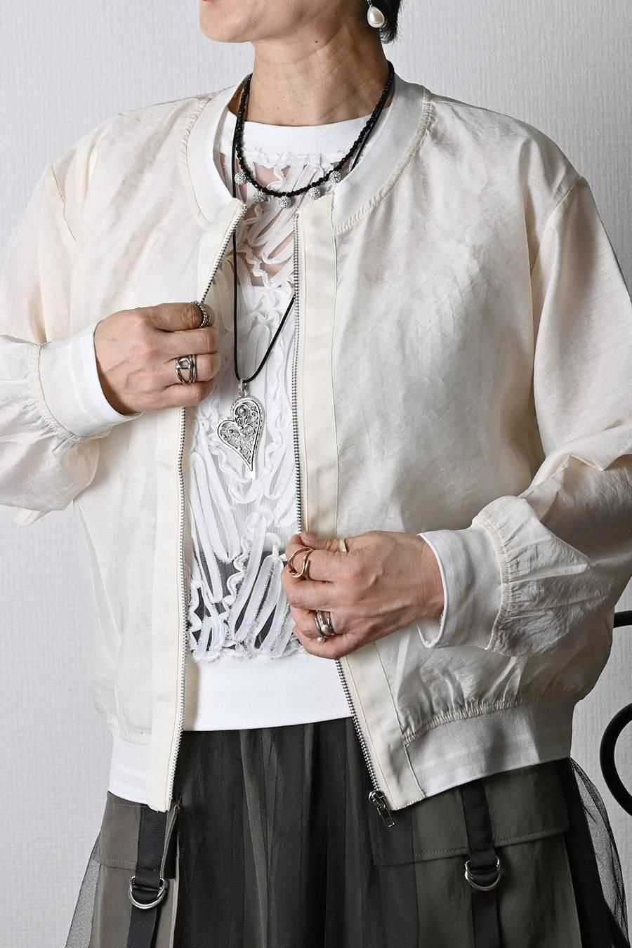 僅か120g!超薄軽量!シアー&リブ ZIPupブルゾン
