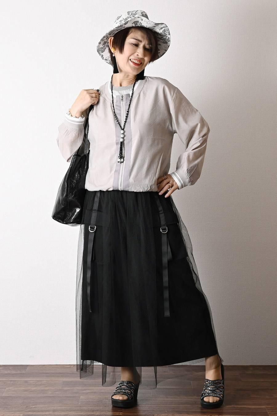 チュールレイヤードビッグポケットスカート