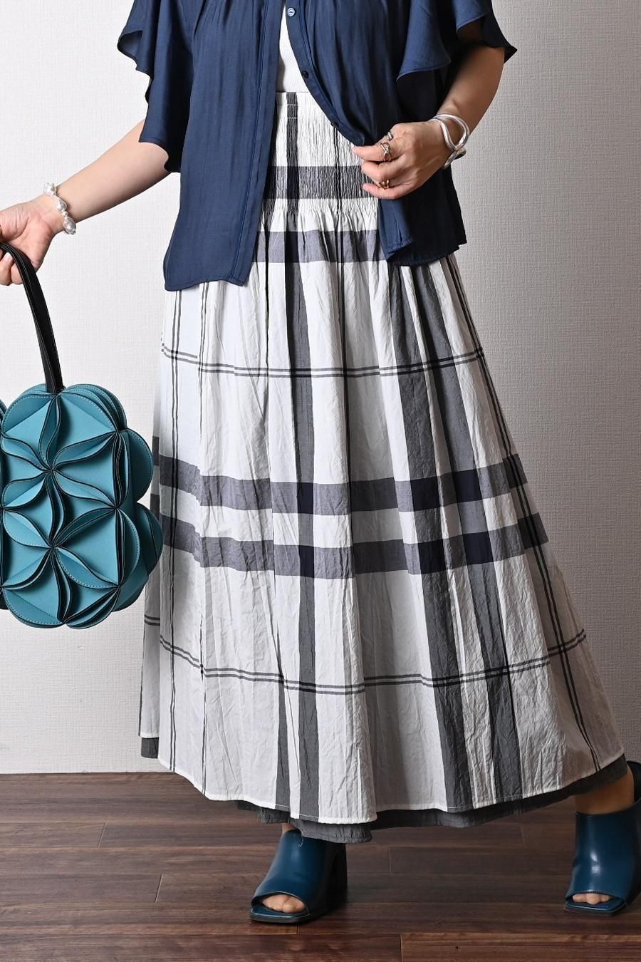 マキシ丈 リバーシブルハイウエストスカート