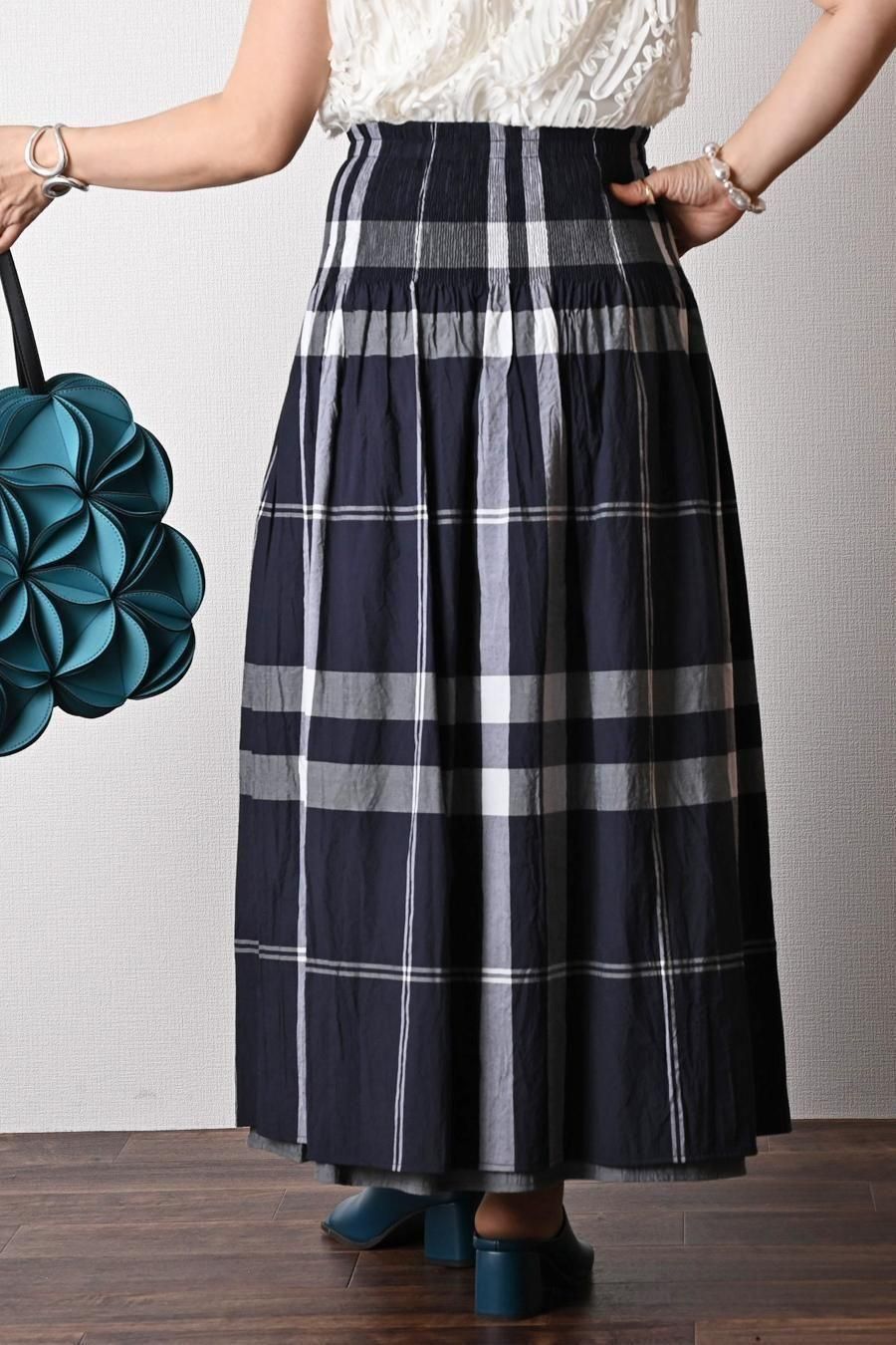 マキシ丈 リバーシブルハイウエストスカート