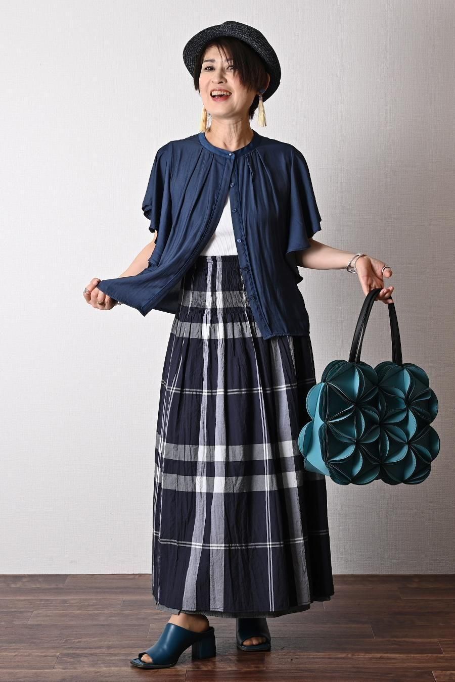 マキシ丈 リバーシブルハイウエストスカート