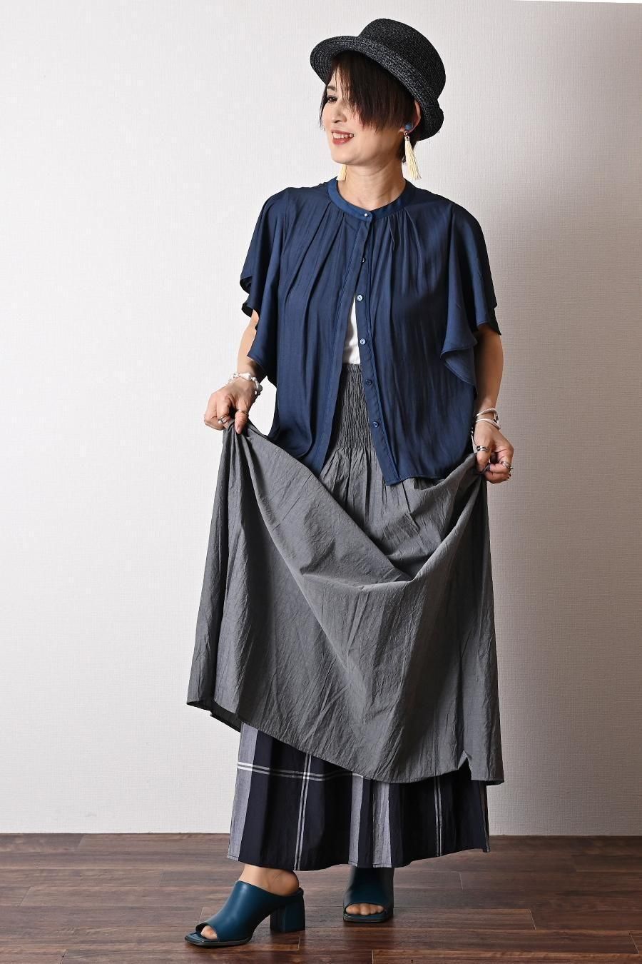 マキシ丈 リバーシブルハイウエストスカート