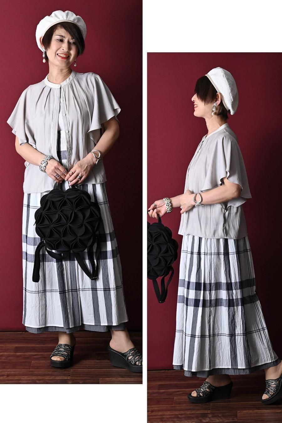 マキシ丈 リバーシブルハイウエストスカート