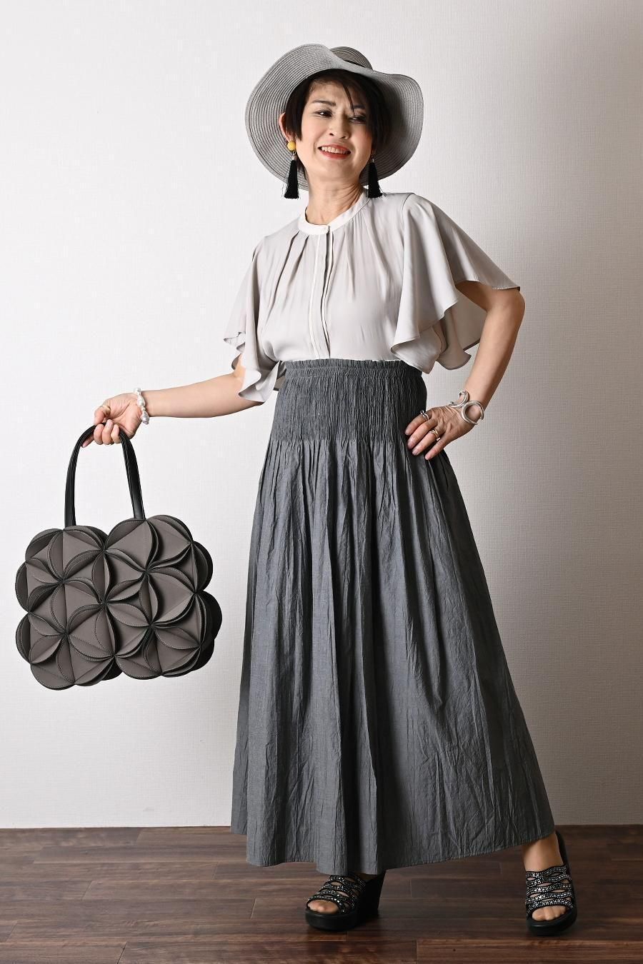 マキシ丈 リバーシブルハイウエストスカート