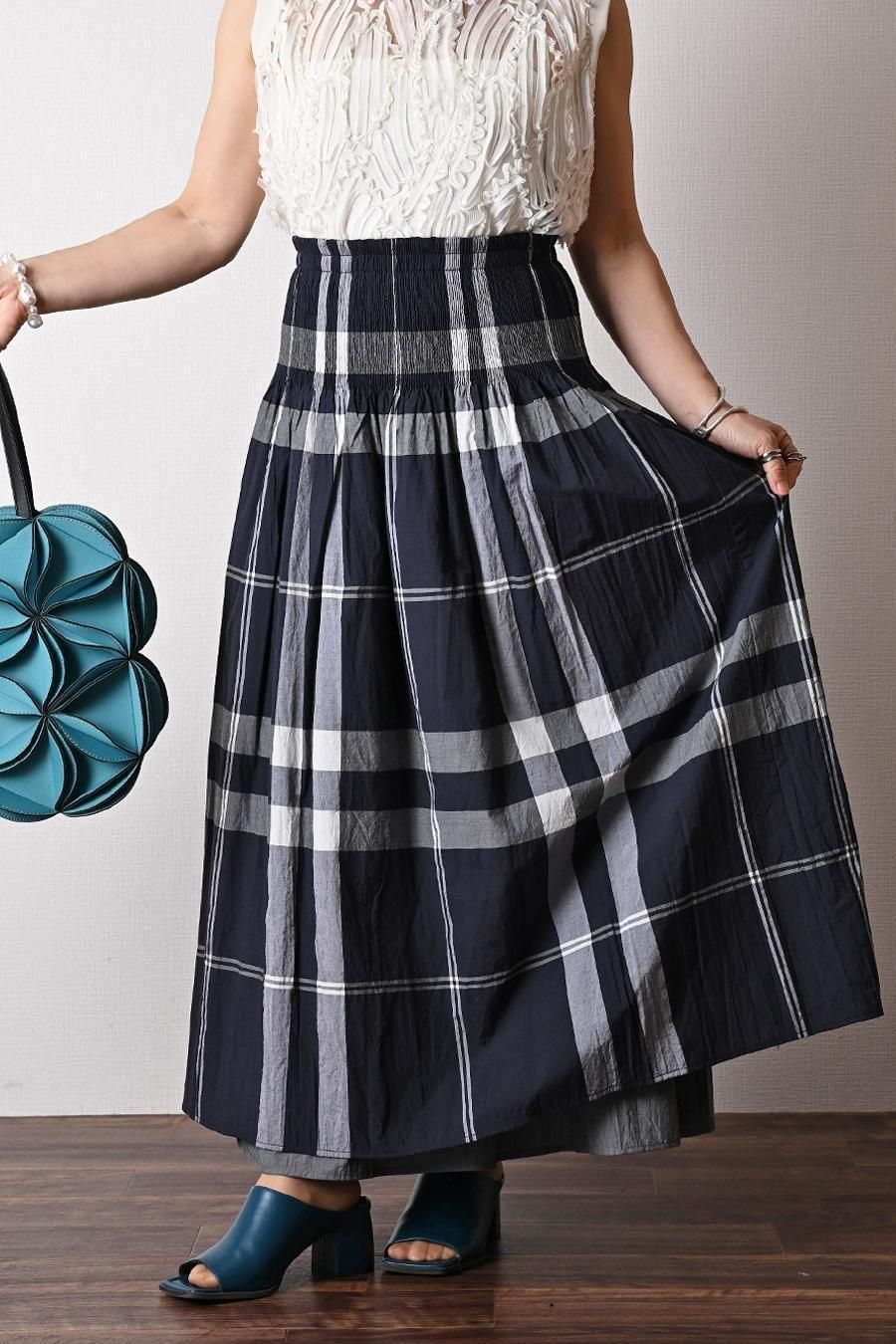 マキシ丈 リバーシブルハイウエストスカート