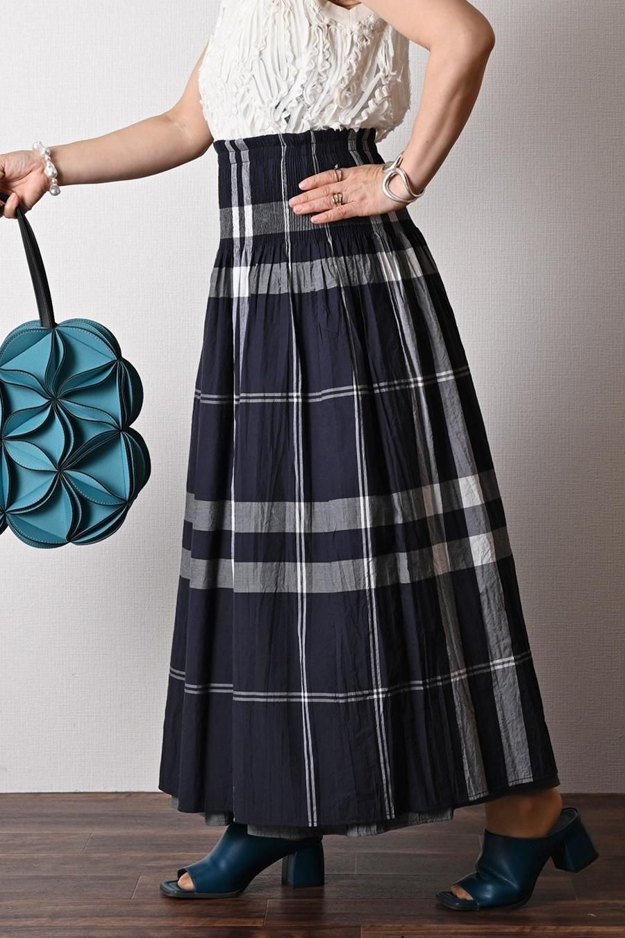 マキシ丈 リバーシブルハイウエストスカート