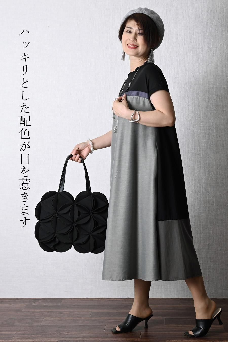 オンでも着られる品の良さ!カットソー×布帛切り替えワンピース