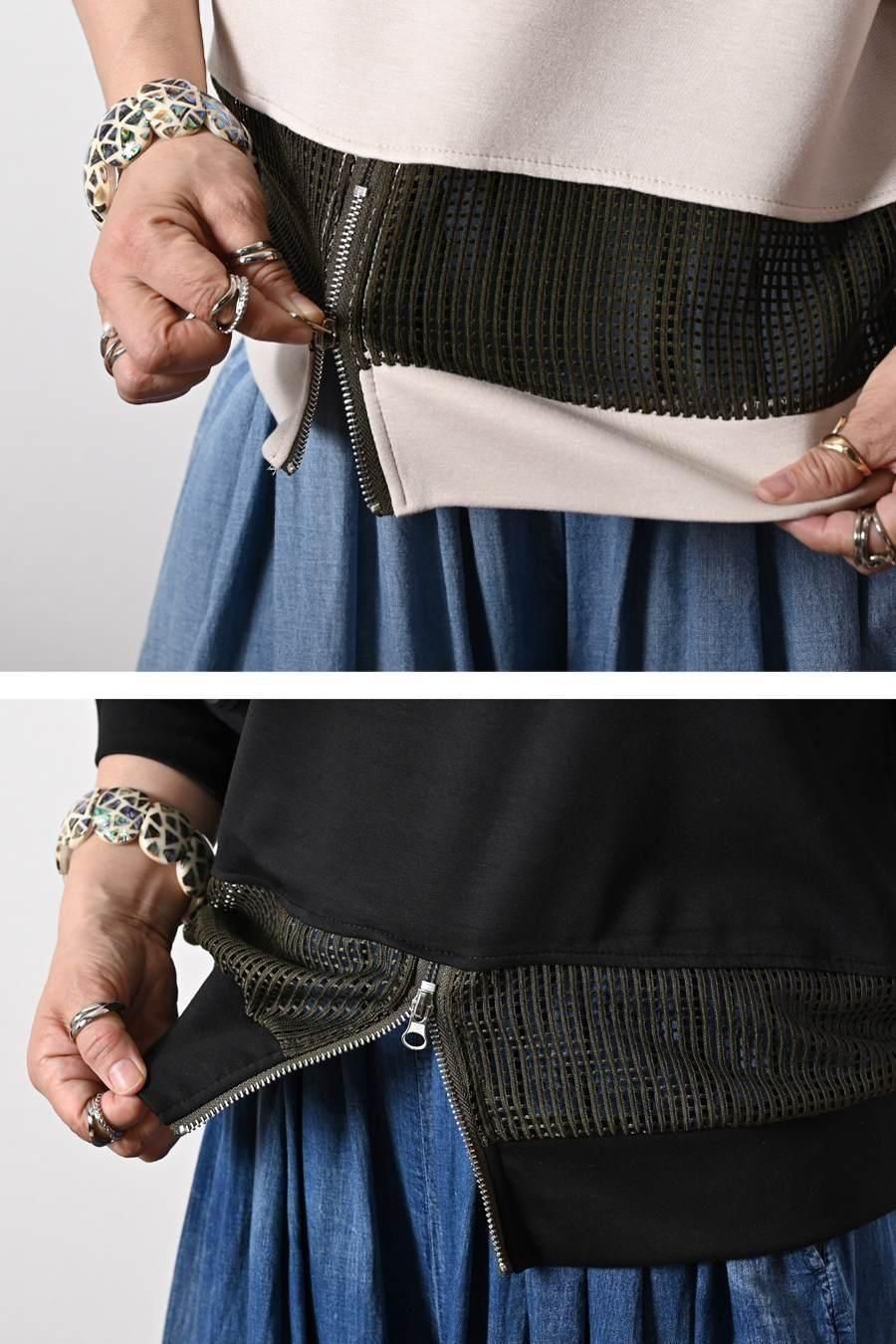 柔らか五分袖プルオーバー+軽量ソフトワイドパンツ2点セットコーデ