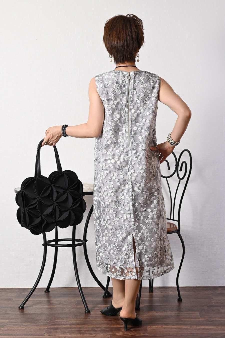 オーガンジーフラワー刺繍&プリントゴージャスワンピース&ジャケットセットアップ