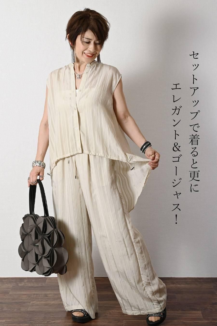 真夏の救世主!シャドーストライプキャップスリーブブラウス