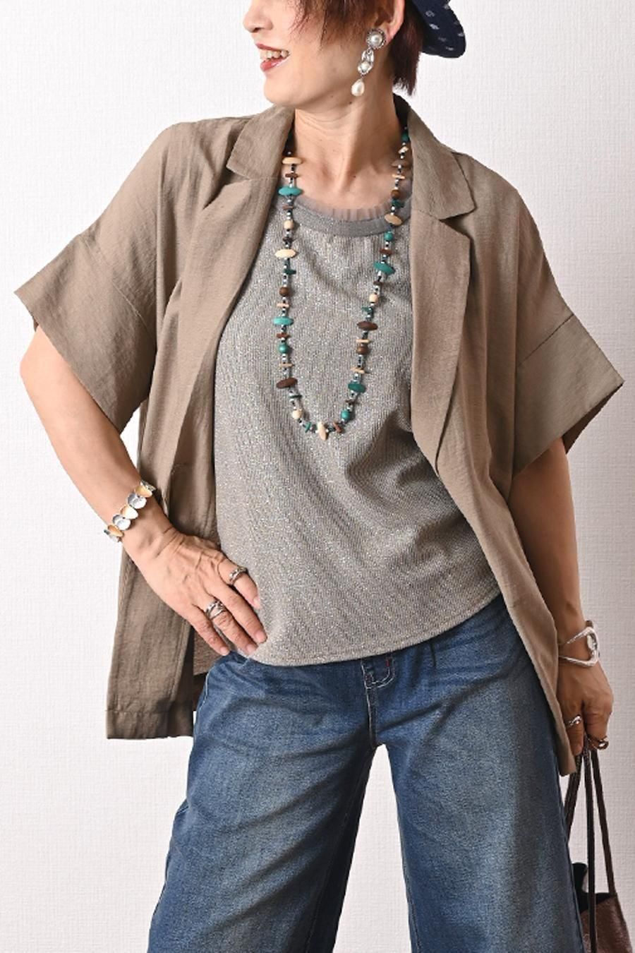 チュールトリミング ラメテレコタンクトップ