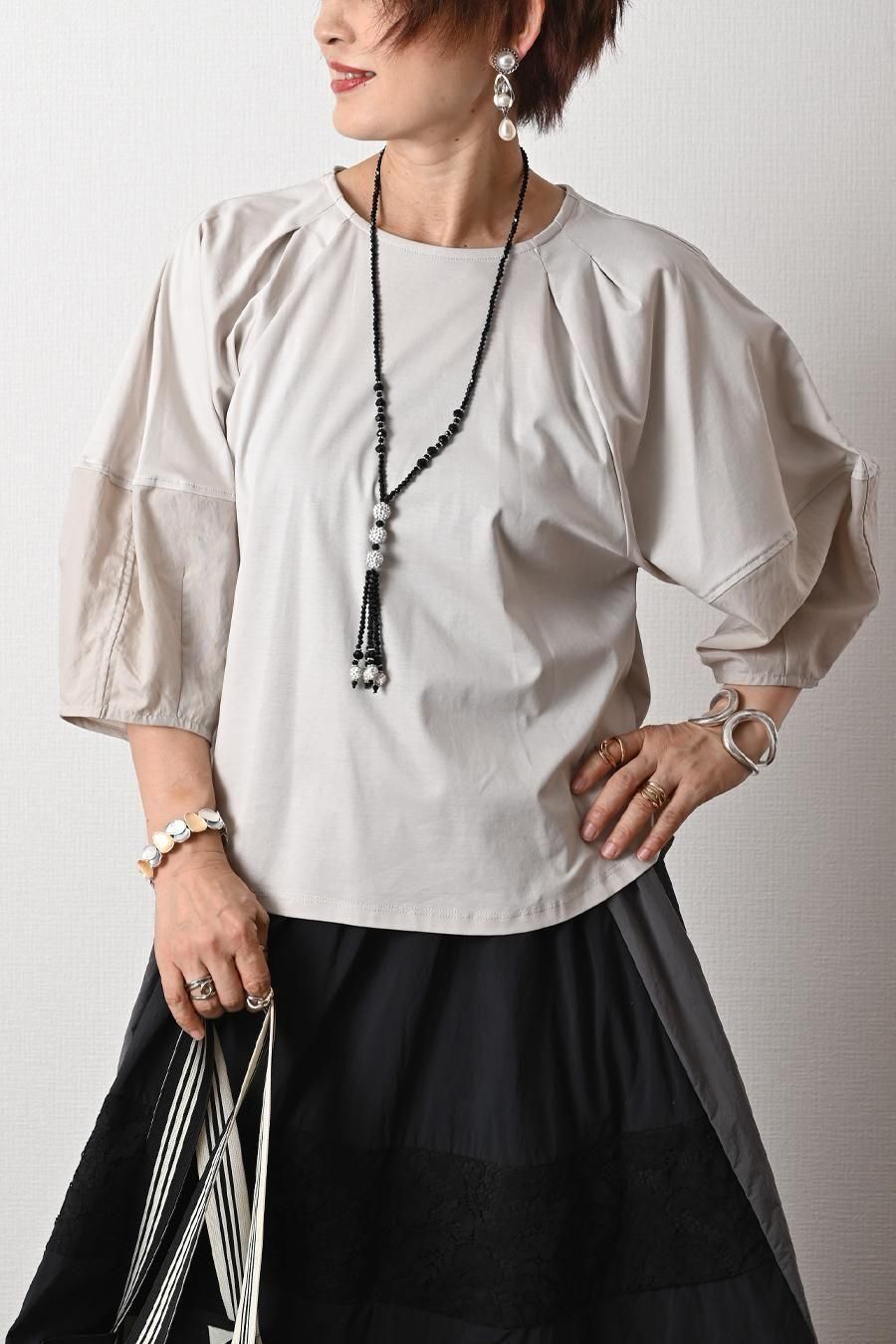 コットンシルケット バルーンスリーブプルオーバー