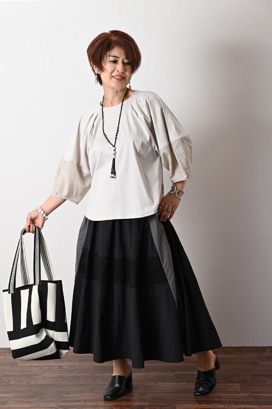 コットンシルケット バルーンスリーブプルオーバー