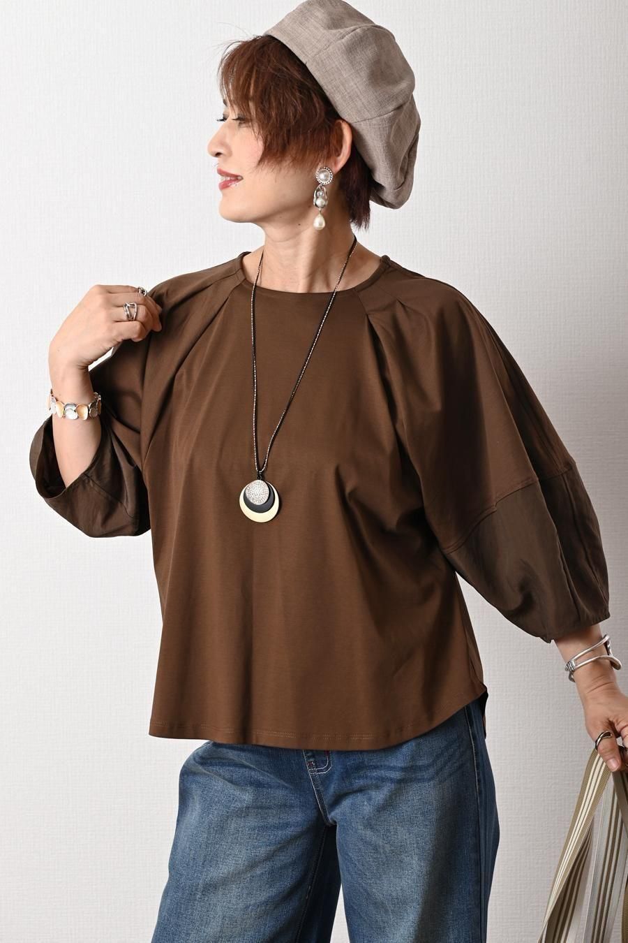 コットンシルケット バルーンスリーブプルオーバー