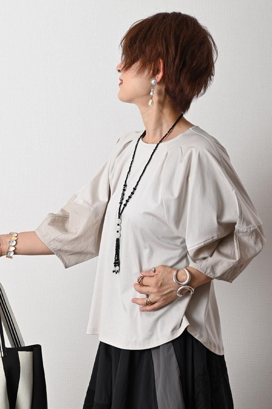 コットンシルケット バルーンスリーブプルオーバー