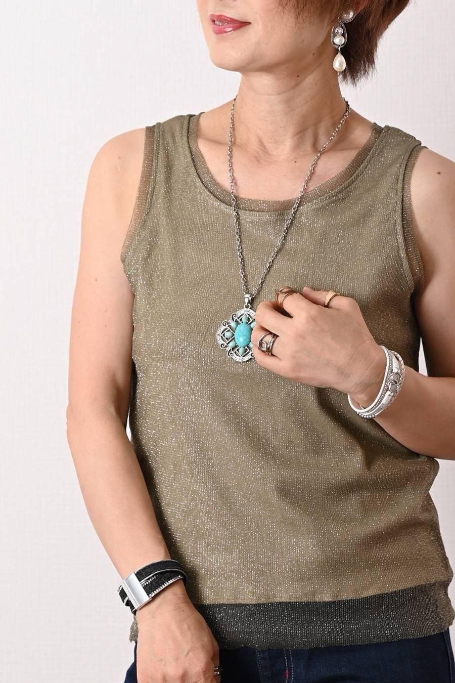 ストレッチラメチュールタンクトップ