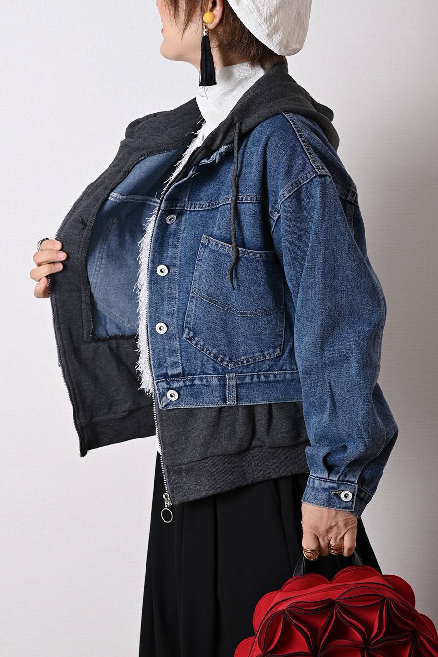 【Special Offer 40%OFF】レイヤード風 デニムジャケット