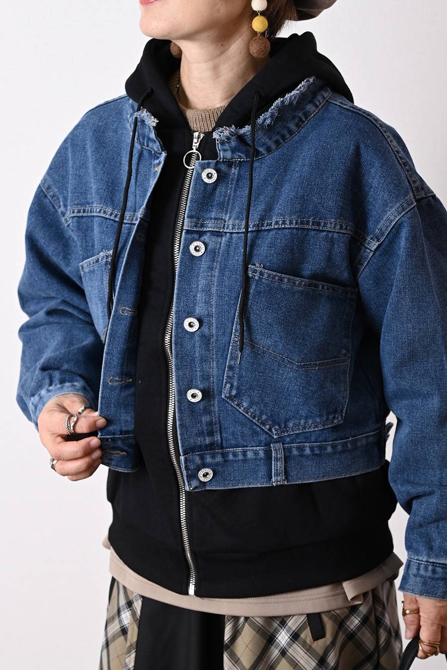 【Special Offer 40%OFF】レイヤード風 デニムジャケット
