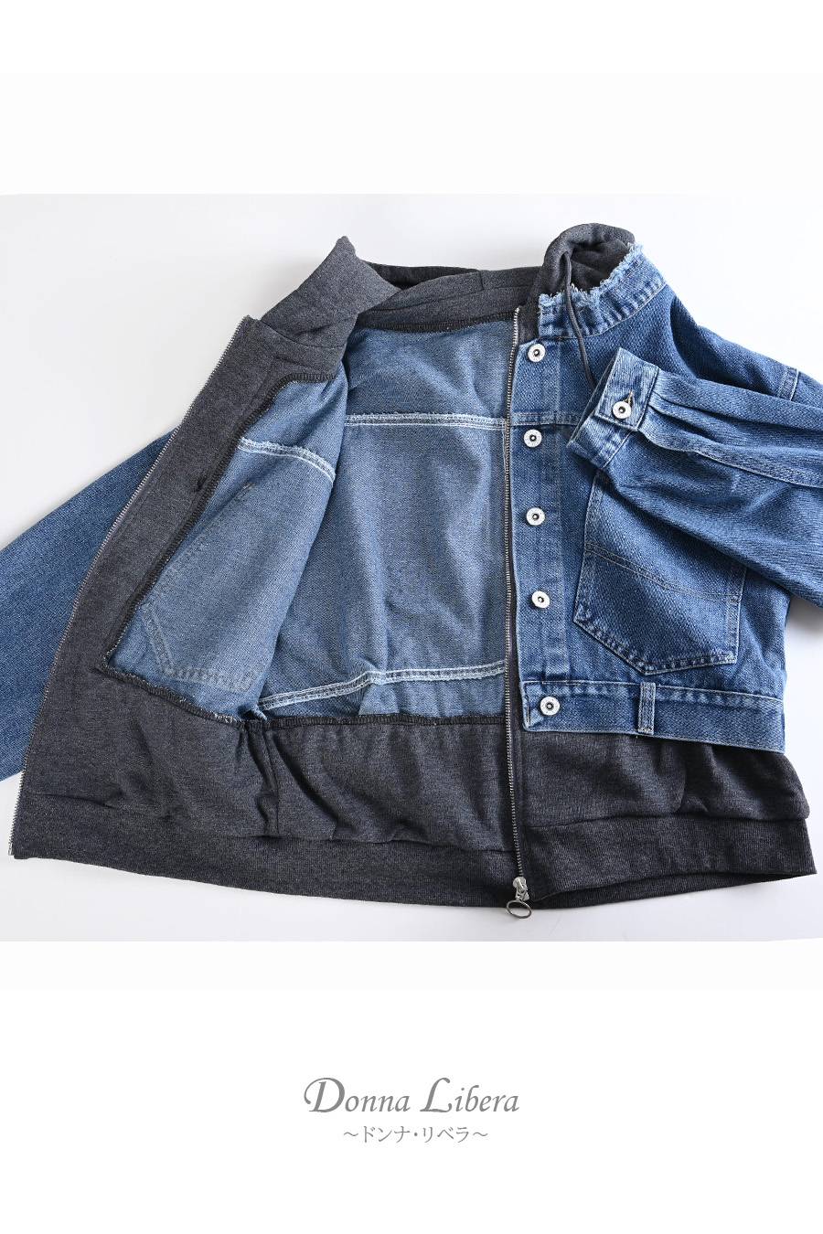 【Special Offer 40%OFF】レイヤード風 デニムジャケット