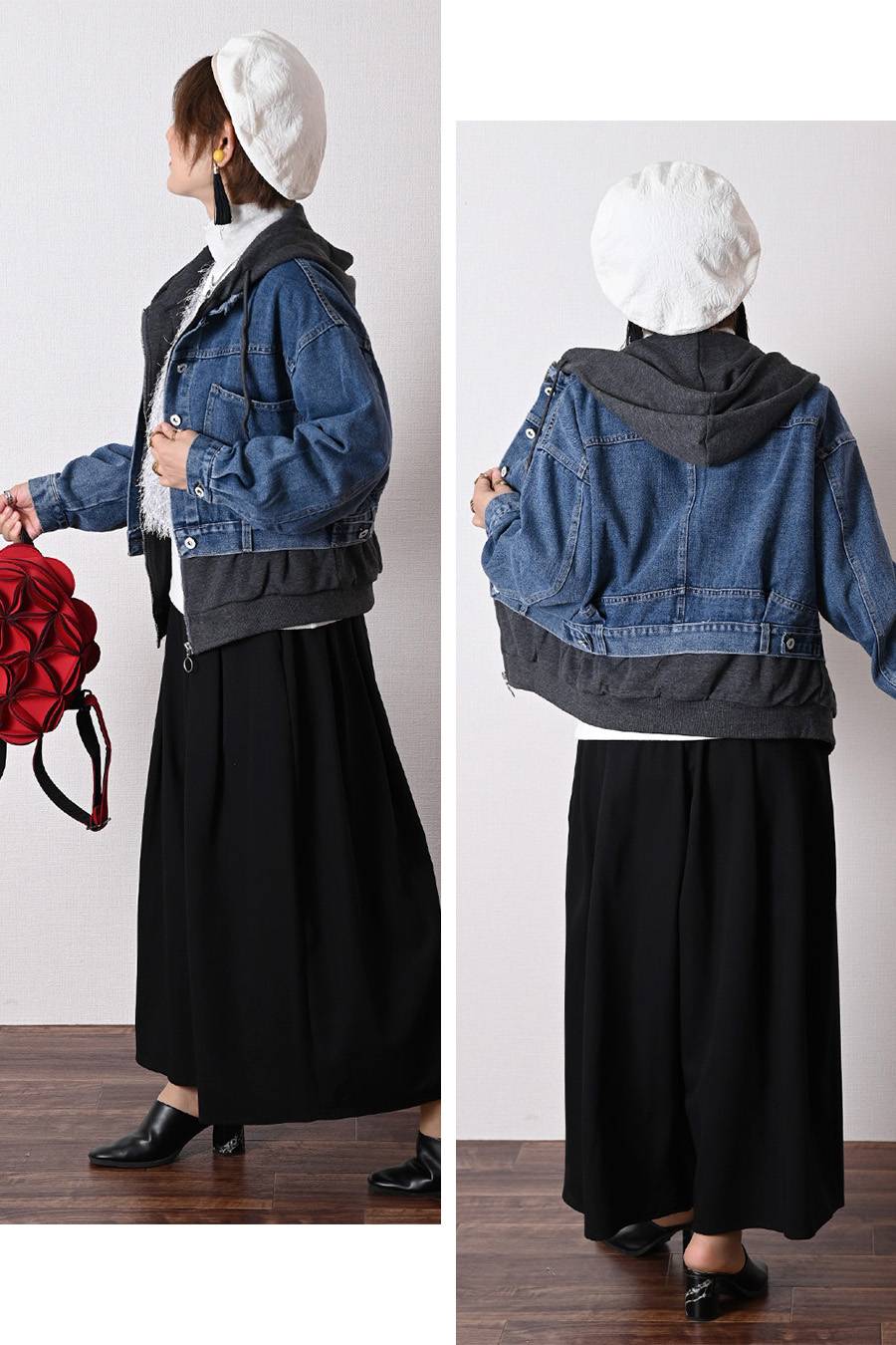 【Special Offer 40%OFF】レイヤード風 デニムジャケット
