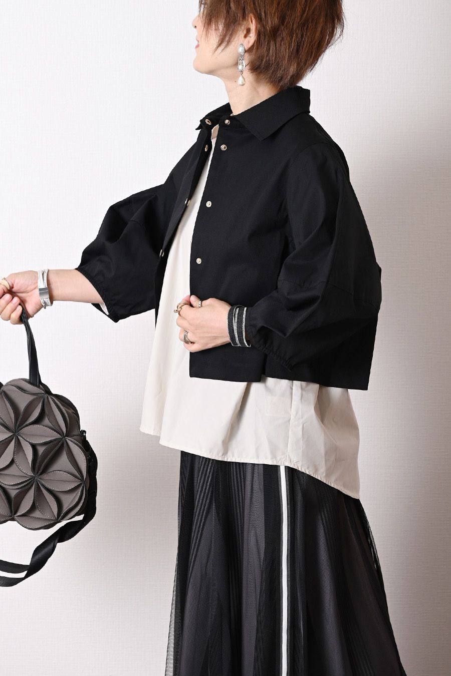Aラインタックスリーブショートジャケット