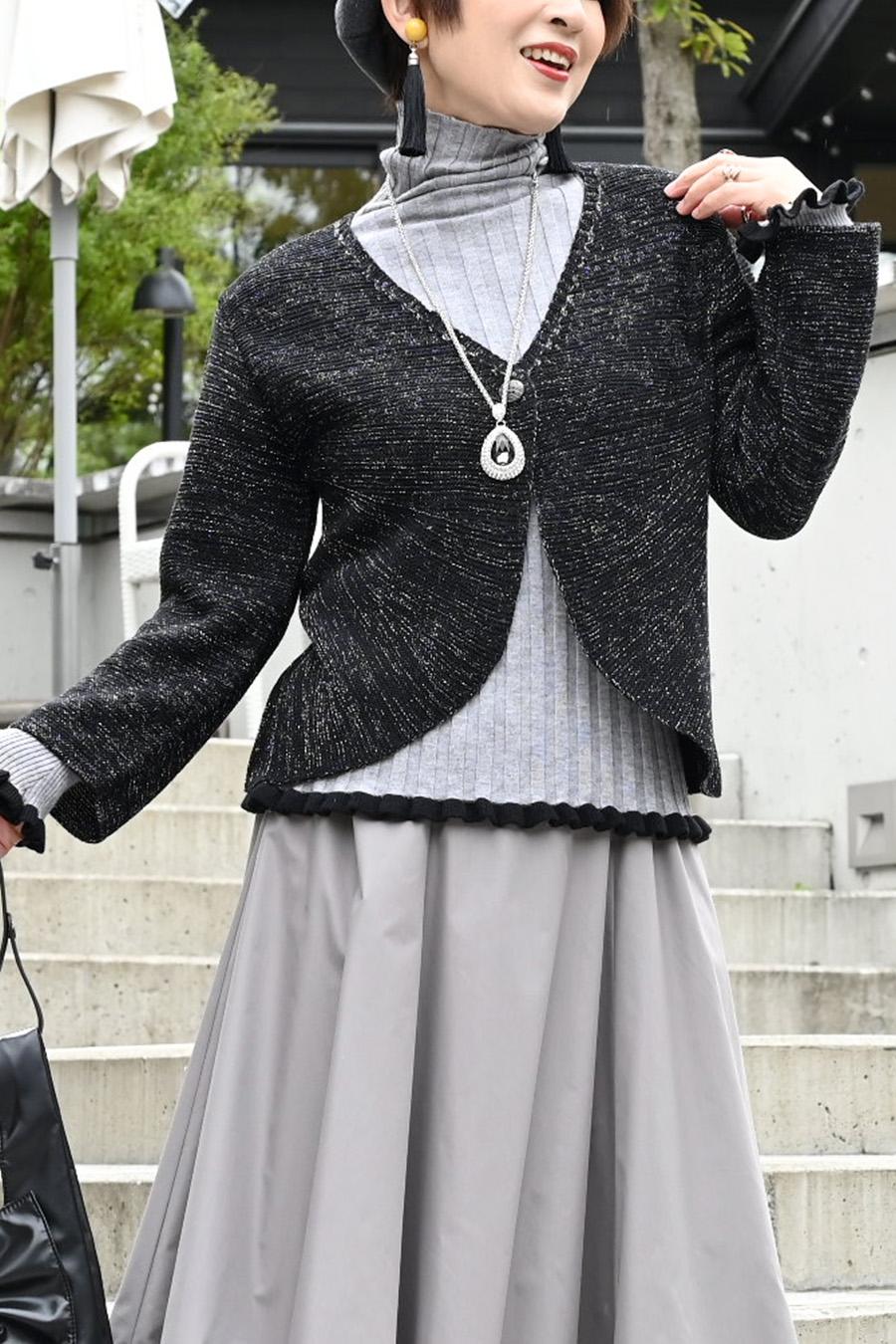 【Special  Offer 50%OFF】一つボタンラメニットカーディガン