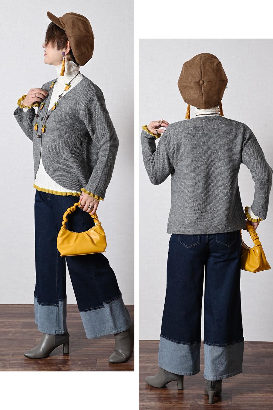 【Special  Offer 50%OFF】一つボタンラメニットカーディガン