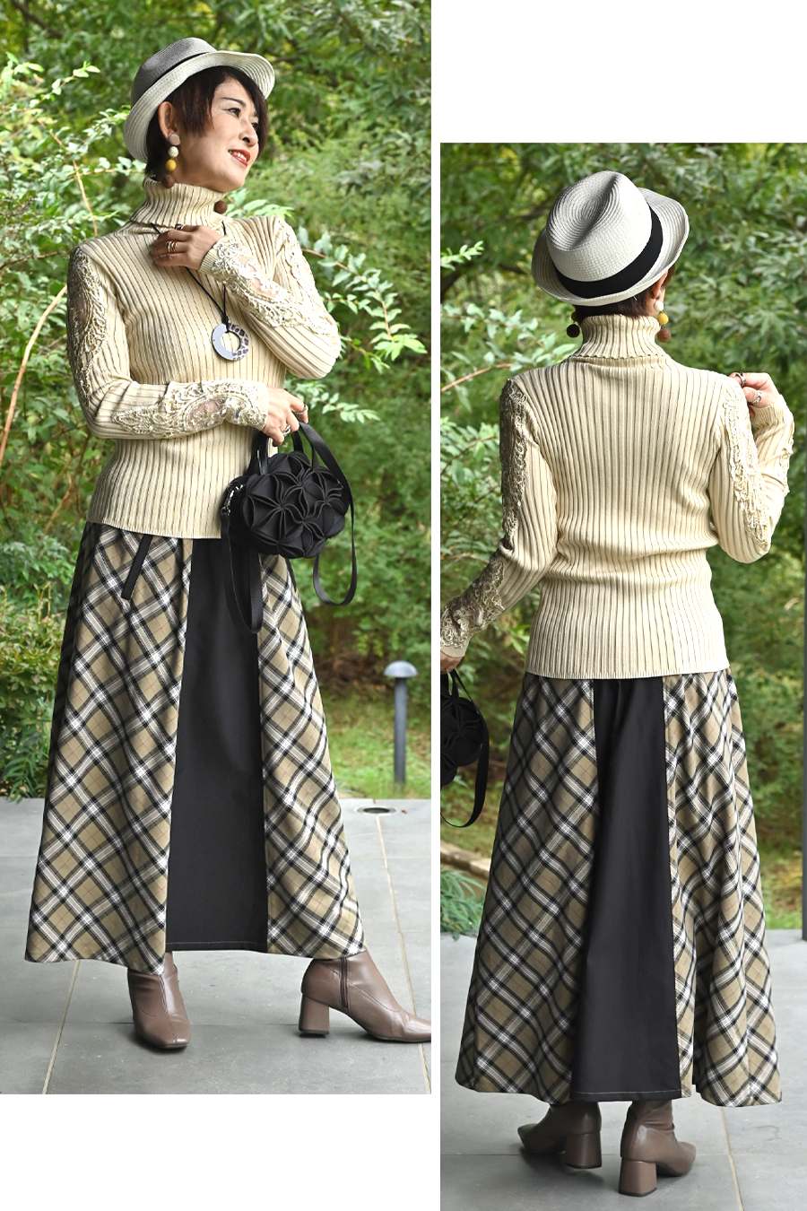 【Special Offer 45%OFF】美ゴージャスレースリブニットソー+プードルファーショートベスト2点セットコーデ