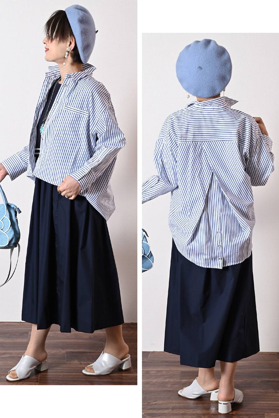 【ブラックラスト一点】異素材コンビ ドッキングワンピース