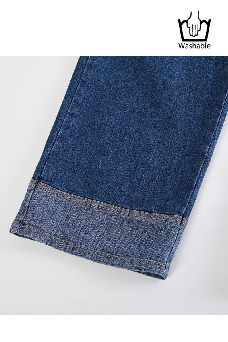 裾切り替えワイドデニムパンツ