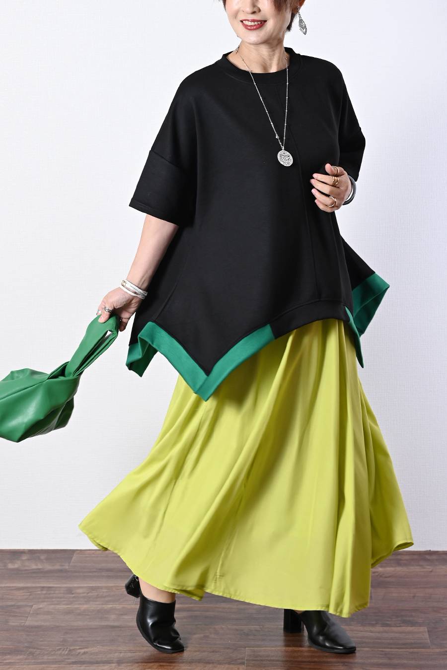 2WAYブルゾンワンピース+ウエストリブサーキュラースカート