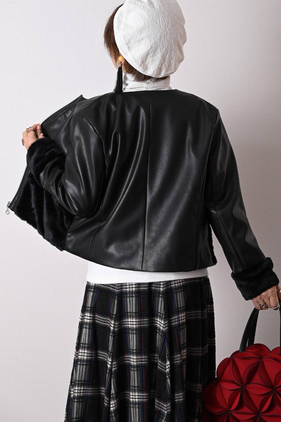 【Special  Offer 40%OFF】カンサイプロフューモコラボ エコレザー&エコファー切り替えジャケット