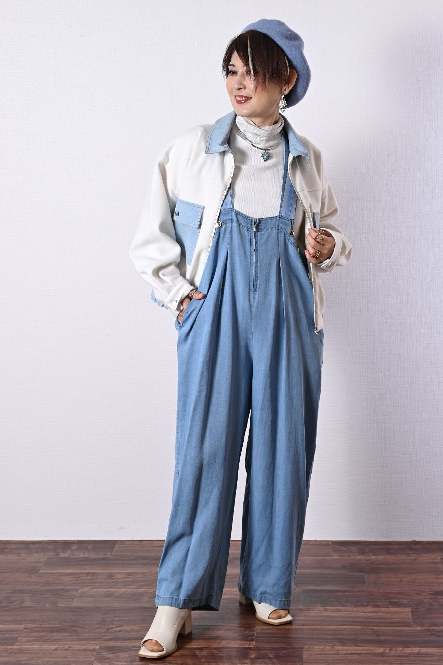 ワンタッチで装着!ターコイズブルーのハートモチーフネックレス マグネット留め