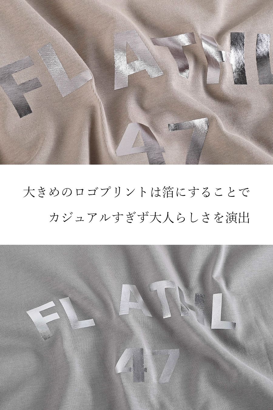 BIGシルエットでシーズンレス!箔プリント レイヤード風プルオーバー