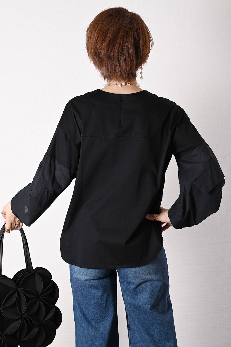軽やかシルケットタックスリーブプルオーバー