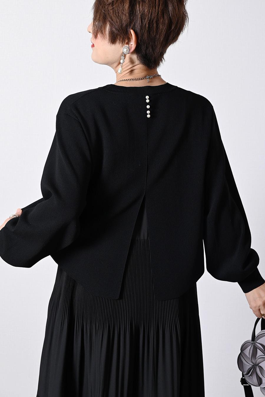 プリーツワンピース+ニットボレロアンサンブル