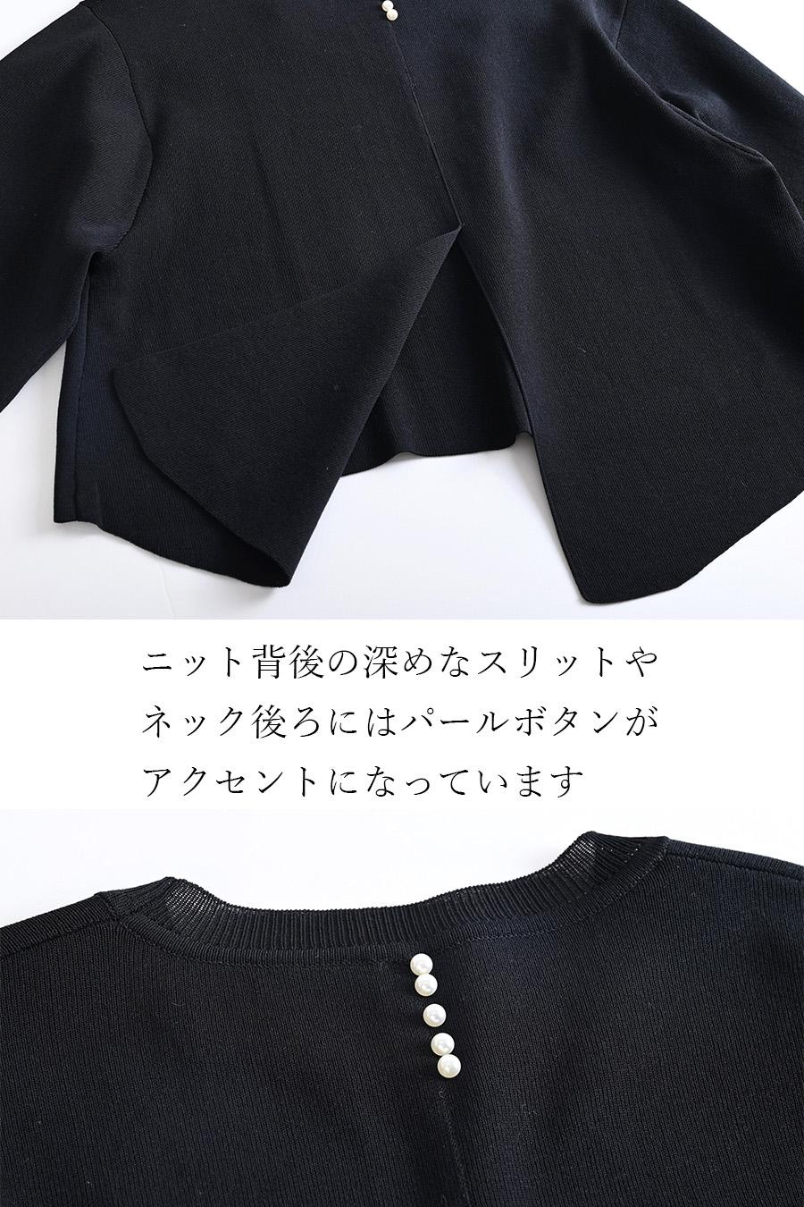 プリーツワンピース+ニットボレロアンサンブル