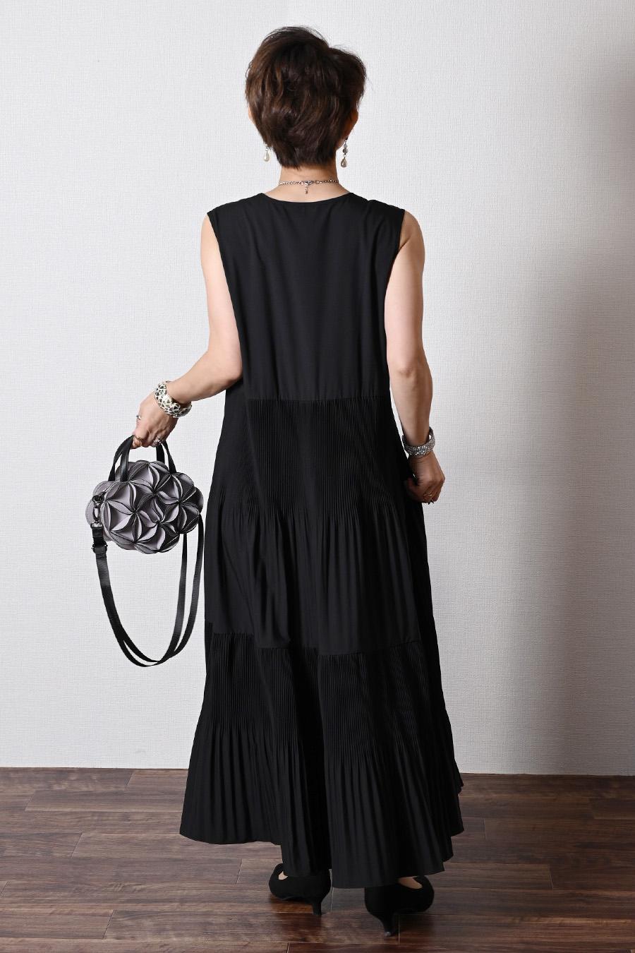 プリーツワンピース+ニットボレロアンサンブル